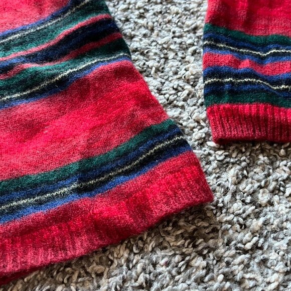 Festive Womens Medium Ralph Lauren Red & Green Striped Lambswool Sweater - Picture 2 of 7